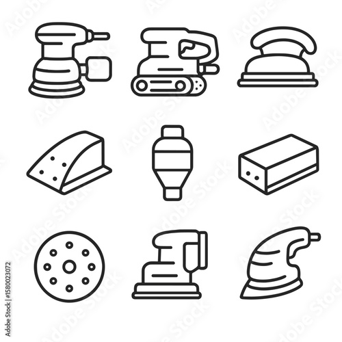Icon edge disc block detail belt sanding sander vector power icons collector