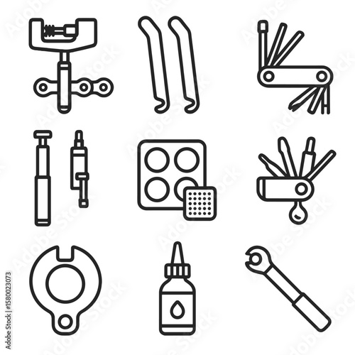 Levers spoke essential chain torque vector bike lube hex patch tire icon