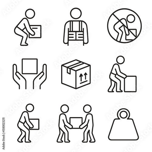 Pose lifting proper lift icon brace back leg arrows safety vector