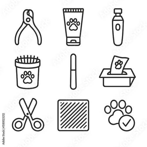 Paw nail pad vector cup icon scratch icons pet grooming cleaner trimming