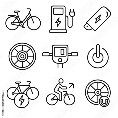 Electric display vector icon port digital speed power motor city hub bike