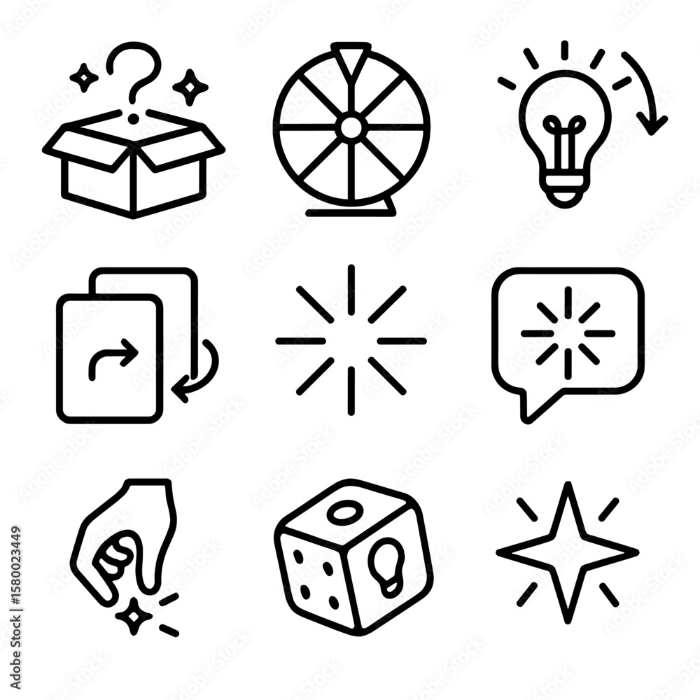 Creative mystery bubble grid random surprise dice card vector icon flip hand Creative mystery bubble grid random surprise dice card vector icon flip hand