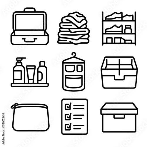 Packed empty unpacking shoe set divider pile vector icon box drawer shelf