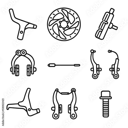 Mounting icon rim vector brake caliper disc bike hose icons pad hydraulic