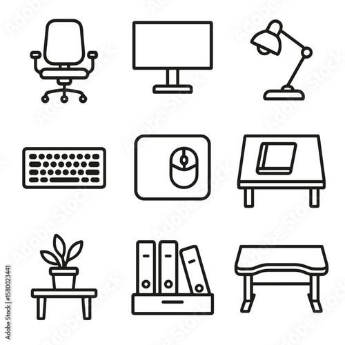 Pad chair office organizer desk icons icon mouse keyboard file home adjustable