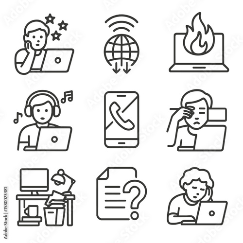 Fatigue remote challenges vector file device work motivational slow icon call cluttered