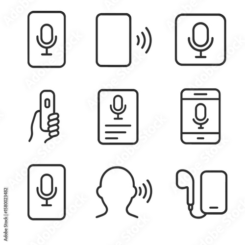 Device app wave handheld dictation vector mic icons icon assistant mobile phone
