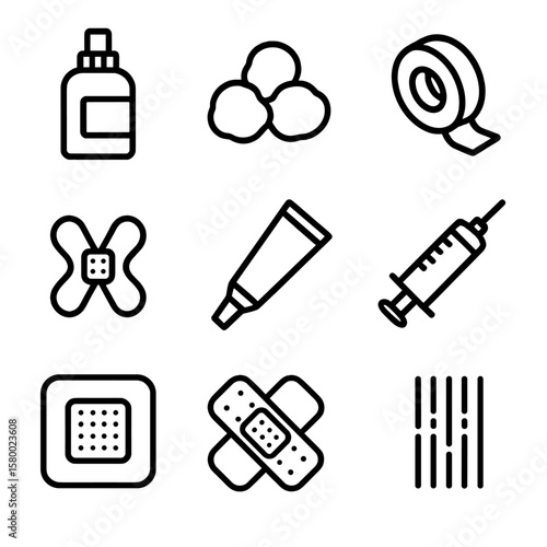Closure strips adhesive care skin medical wound cotton balls icon vector