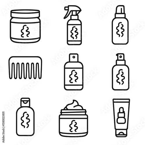 Gel hair icons tube custard cream conditioner mousse curly jar icon curl