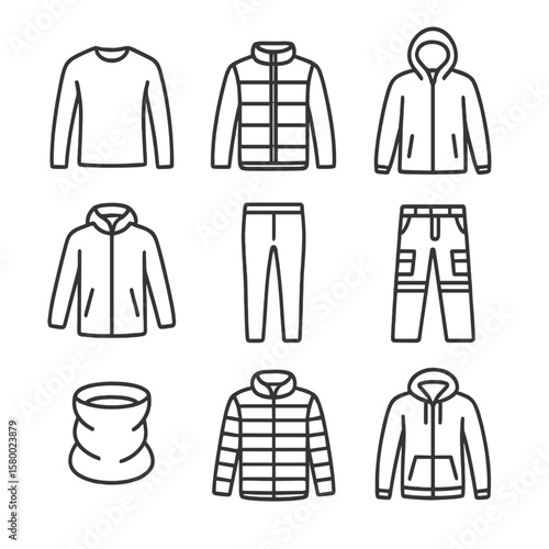 Layer clothes insulated hiking hoodie vector fleece icon lightweight neck top puffer