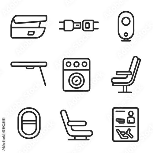 Vent reading interior airplane air vector shade card bin seat icon icons