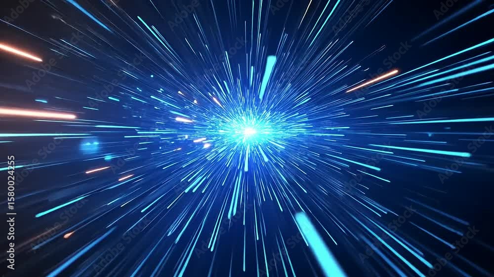 Dynamic blue light burst with streaks creating a sense of speed and ...