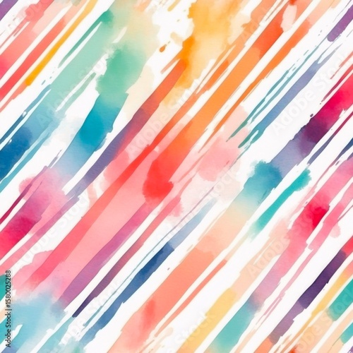 Colorful Watercolor Stripe Pattern on White Background Backdrop Wallpaper