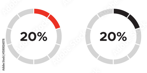 Loading circles and progress circles from 0 to 100 percent. loading bar circle. solid and line icon set. vector illustration. eps file.
