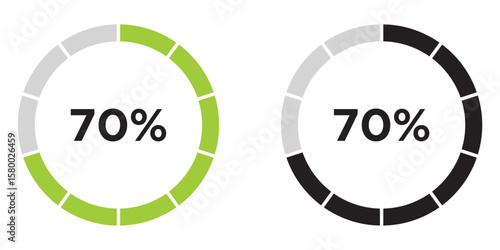 Loading circles and progress circles from 0 to 100 percent. loading bar circle. solid and line icon set. vector illustration. eps file.
