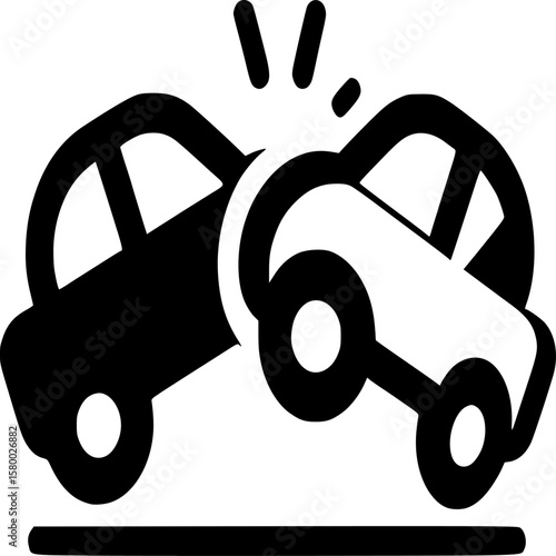 Collision of the vehicles: A graphic illustration of two automobiles involved in a collision, showcasing the destructive force and potential danger of vehicle accidents.