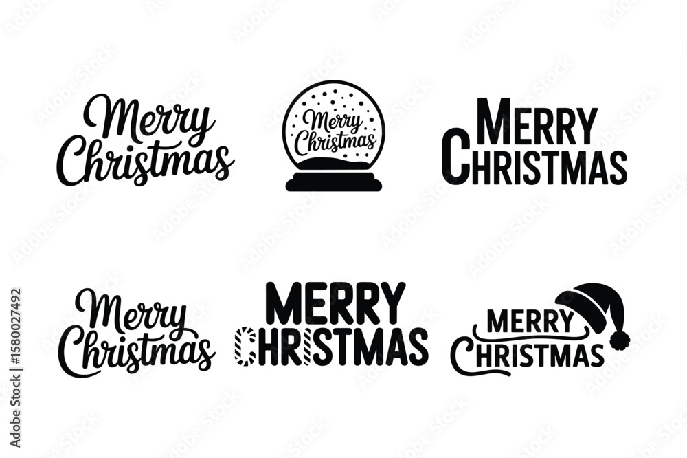 Obraz premium Merry Christmas greetings with festive icons holiday celebration