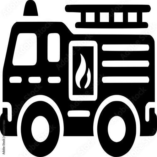 Fire Engine Symbol: A bold, silhouette graphic of a fire engine, the emblem of emergency response and community safety, ready to swiftly tackle any blaze or crisis.