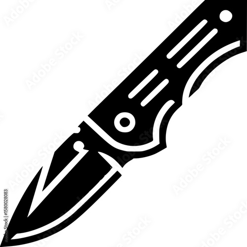 Sharp Silhouette of Tactical Knife: A sleek and sharp tactical knife is depicted in striking silhouette, showcasing its elegant design and deadly capabilities.
