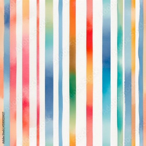 Colorful Watercolor Stripe Pattern on White Background Backdrop Wallpaper