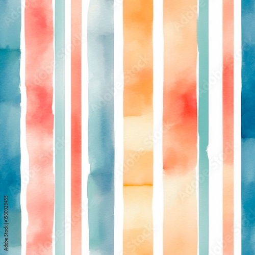 Colorful Watercolor Stripe Pattern on White Background Backdrop Wallpaper