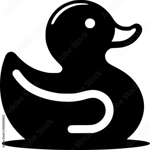 Rubber Duck Silhouette: A sleek silhouette of a rubber duck, a classic symbol of childhood fun and bath time joy, captured against a clean backdrop, evoking nostalgia.