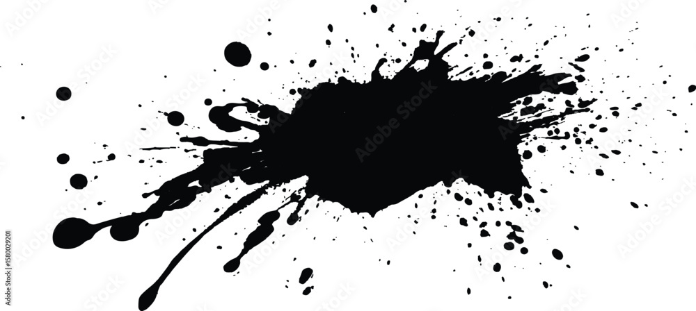 custom made wallpaper toronto digitalAbstract black ink splatter on white background. Black paint splash on a light background with droplets and textures Copy Space. Black paint splatter on white background for creative design projects. 