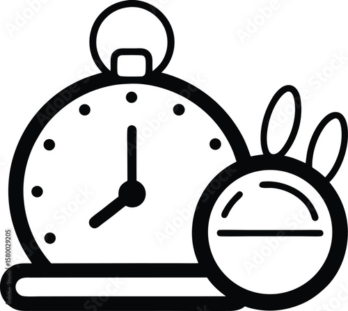 Alarm clock vector illustration: a retro metal chronometer with a bell, isolated on white, marking the time