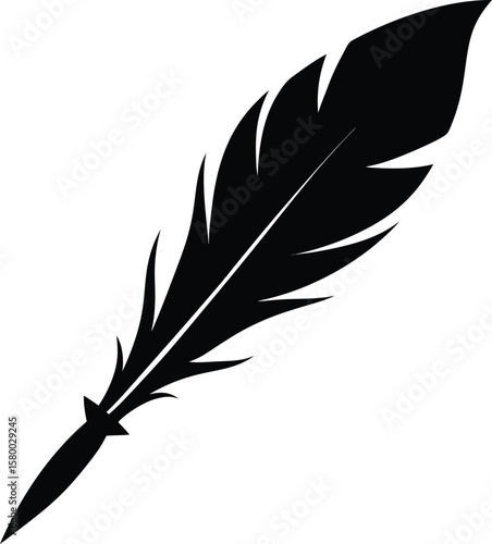 A vector illustration of a feather quill with an ink pot, symbolizing the art of writing and nature's delicate design