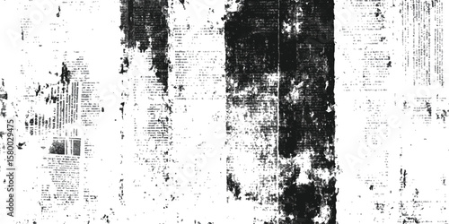 Vector old white newspaper paper grunge vintage background. Newspaper paper grunge vintage old aged texture. Vintage grunge newspaper collage background.	