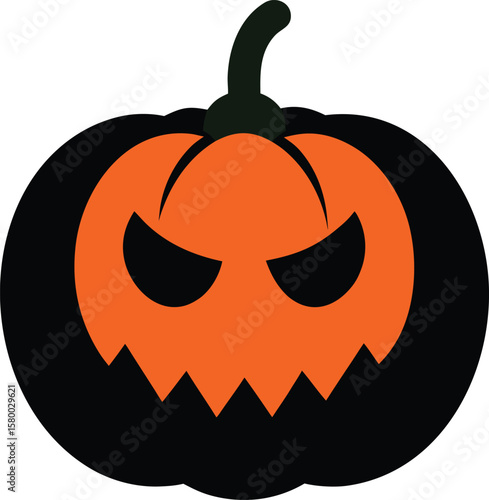 Halloween jack o lantern pumpkin isolated on white background smiling spooky face