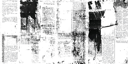 Vector old white newspaper paper grunge vintage background. Newspaper paper grunge vintage old aged texture. Vintage grunge newspaper collage background.	