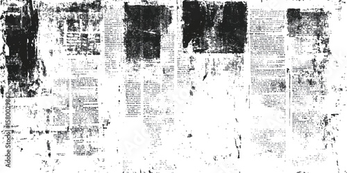 Vector old white newspaper paper grunge vintage background. Newspaper paper grunge vintage old aged texture. Vintage grunge newspaper collage background.	
