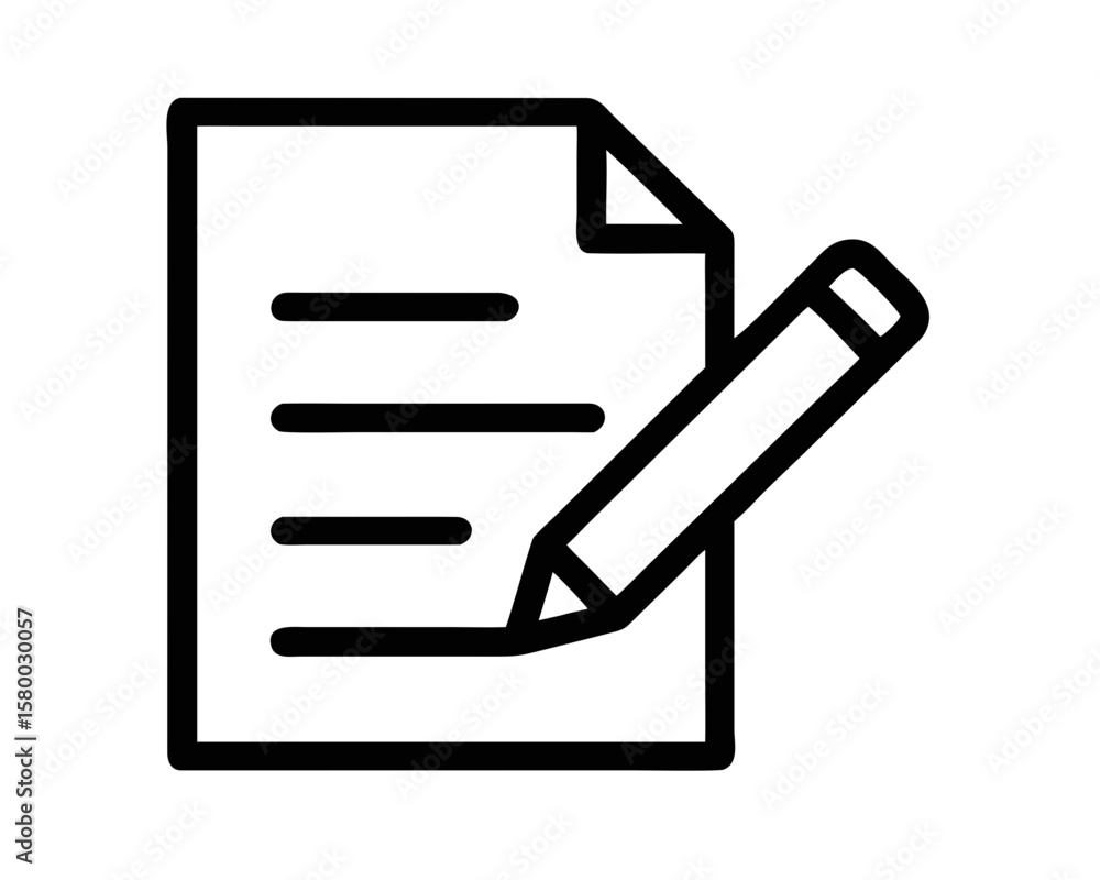 Silhouette of a document with pencil overlaid for conceptual writing and design Silhouette of a document with pencil overlaid for conceptual writing and design