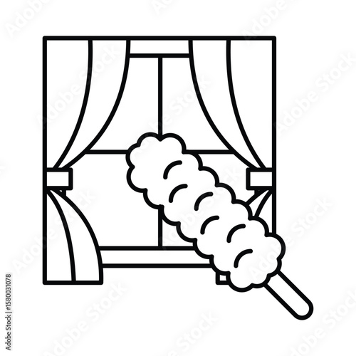 Feather Duster Vector outline illustration style icon