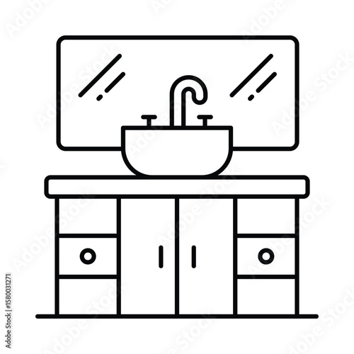 Sink Vector outline illustration style icon