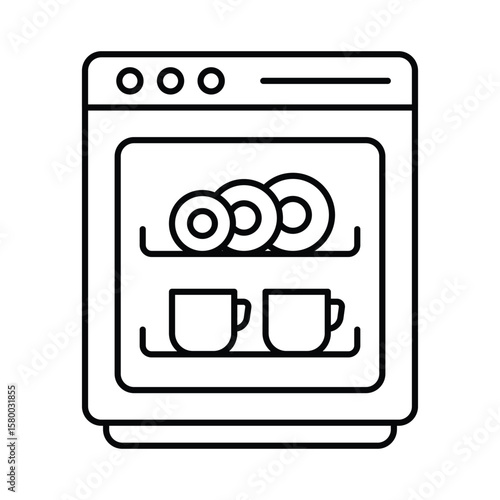 Dishwasher Vector outline illustration style icon
