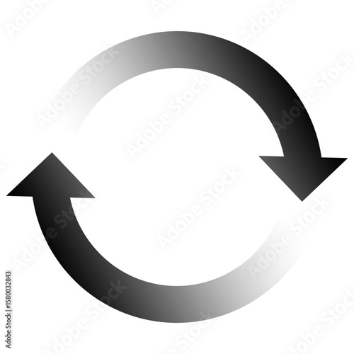 回転矢印 2つ　ループ リロード サークル 黒 グラデーション 単体