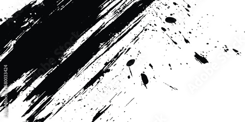 Black and white paintbrush strokes white transparent background. scratches for wallpaper, paint splatter template, dirt banner, watercolor design.