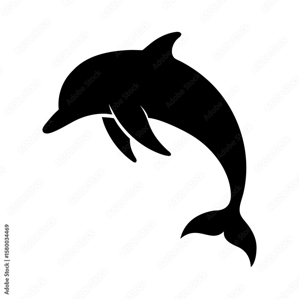 Fototapeta premium Silhouette of dolphin jumping from ocean symbolizing freedom and marine life