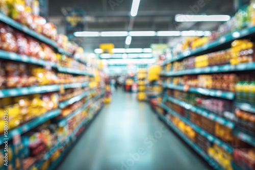 Wallpaper Mural Blurred supermarket aisle filled with snacks and drinks (1) Torontodigital.ca