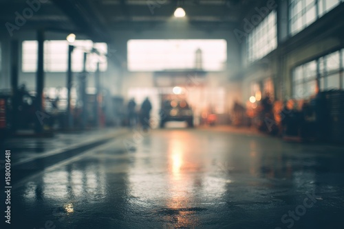 Wallpaper Mural Blurred interior of a busy auto repair shop (1) Torontodigital.ca