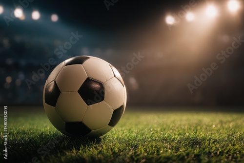 Soccer ball on a field at night