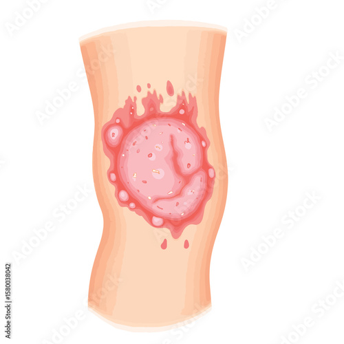 Close-up of inflamed psoriasis on knee, skin condition awareness