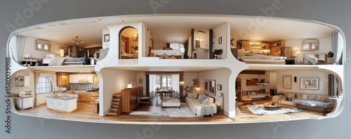 Apartment panorama 3D, Generative AI