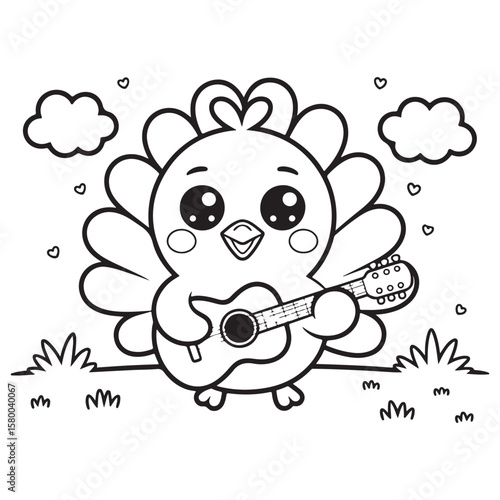 Bold and easy thanksgiving coloring page