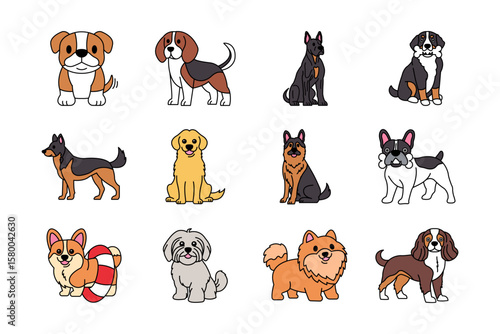 illustrations of various dog breeds collection