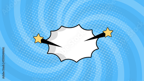 Blank comic book speech bubble with stars for graphic design projects, social media posts, presentations, and digital storytelling templates.
