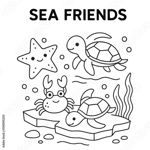 Cute Ocean Animals Vector Set And Underwater Sea Creatures Collection