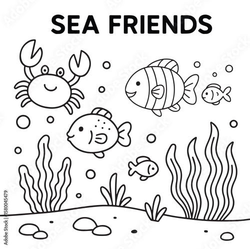 Cute Ocean Animals Vector Set And Underwater Sea Creatures Collection